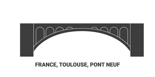 Frankreich Toulouse Pont Neuf Reise Meilenstein Linienvektorillustration — Stockvektor