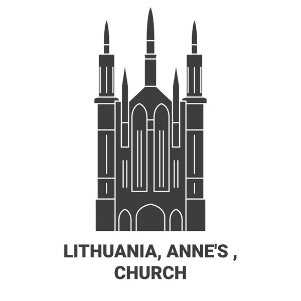 Litauen Annes Kirche Reise Meilenstein Linienvektorillustration — Stockvektor