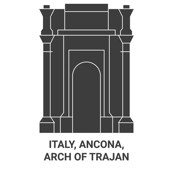 Itália Ancona Arco Trajano Viagem Marco Linha Vetor Ilustração —  Vetores de Stock