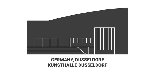 Deutschland Düsseldorf Kunsthalle Düsseldorf Reise Meilenstein Linienvektorillustration — Stockvektor