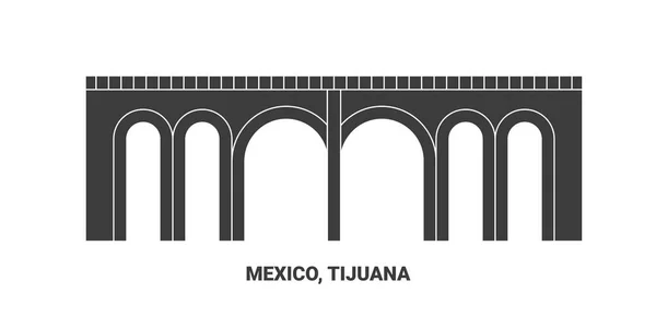 Mexico Tijuana Travel Landmark Line Illustration — стоковий вектор