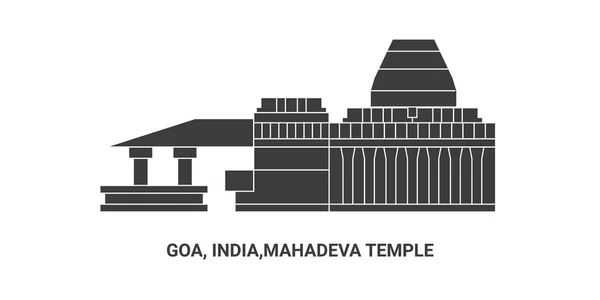 Indien Goa Mahadeva Temple Resa Landmärke Linje Vektor Illustration — Stock vektor