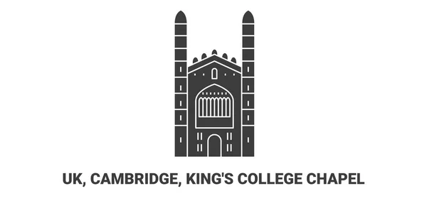 England Cambridge Kings College Chapel Resor Landmärke Linje Vektor Illustration — Stock vektor