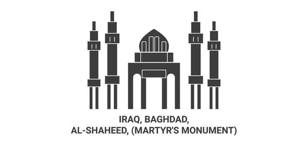 stock vector Iraq, Baghdad, Alshaheed, Martyrs Monument, travel landmark line vector illustration