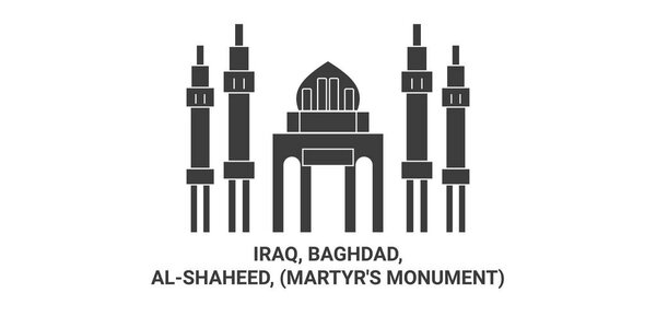 Iraq, Baghdad, Alshaheed, Martyrs Monument, travel landmark line vector illustration