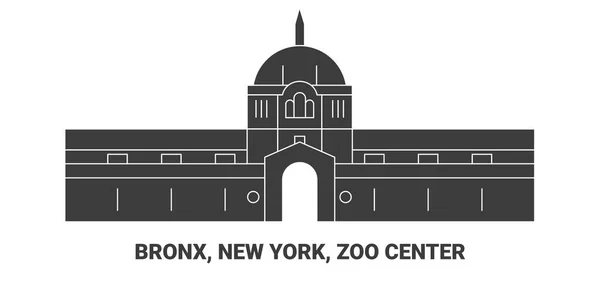 United States Bronx New York Zoo Center Travel Landmark Line — Stock Vector