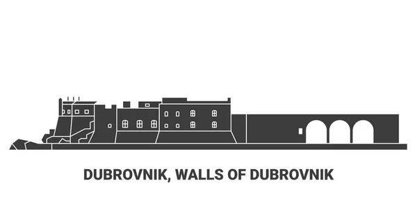 Croacia Dubrovnik Murallas Dubrovnik Recorrido Hito Línea Vector Ilustración — Vector de stock