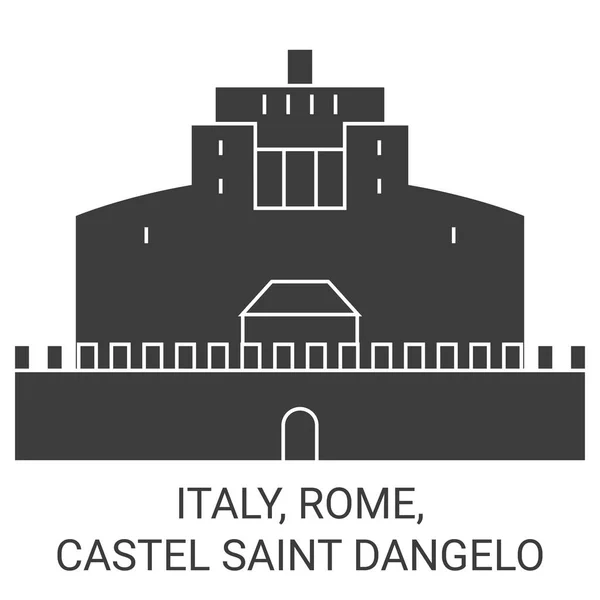 Italy Rome Castel Saint Dangelo Travel Landmark Line Vector Illustration — 스톡 벡터
