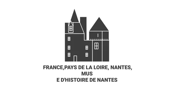 França Pays Loire Nantes Muse Dhistoire Nantes Viagem Marco Ilustração —  Vetores de Stock