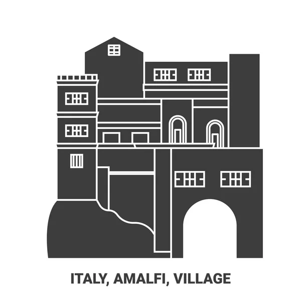 Itália Amalfi Viagens Landsmark Viagem Marco Linha Vetor Ilustração —  Vetores de Stock