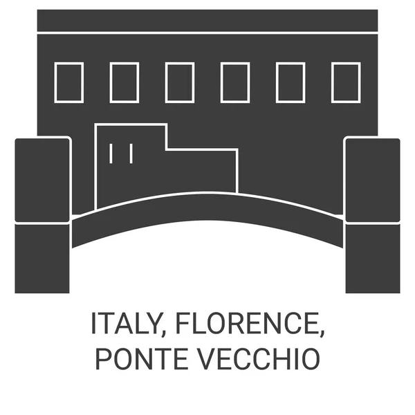 Italien Florenz Ponte Vecchio Reise Meilenstein Linienvektorillustration — Stockvektor