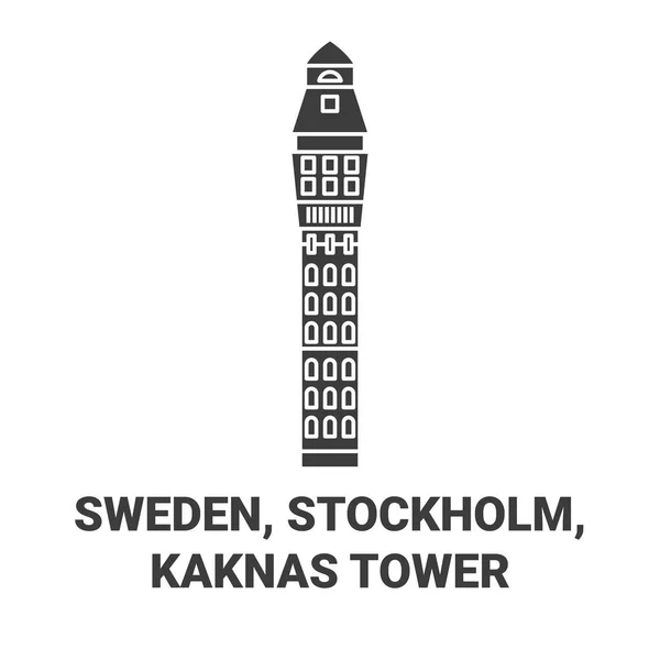 Svezia Stoccolma Kaknas Tower Viaggi Pietra Miliare Linea Vettoriale Illustrazione — Vettoriale Stock