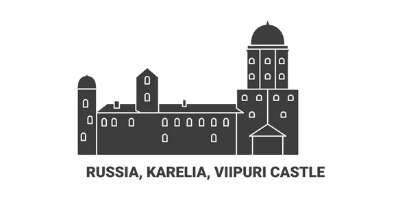 Rusya Karelia Viipuri Kalesi Seyahat Çizgisi Vektör Ilüstrasyonu — Stok Vektör