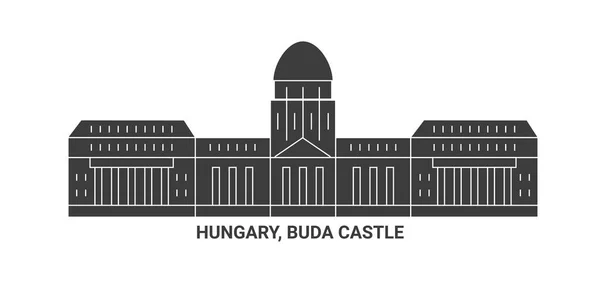 Maďarsko Budínský Hrad Orientační Vektorová Linie — Stockový vektor
