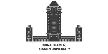 Çin, Xiamen, Xiamen Üniversitesi seyahat çizgisi vektör ilüstrasyonu