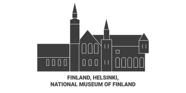 Finlandiya, Helsinki, Finlandiya Ulusal Müzesi tarihi eser çizgisi çizimi