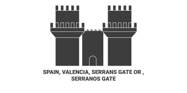 İspanya, Valencia, Serrans Gate ya da Serranos Gate seyahat çizgisi çizelgesi çizimi