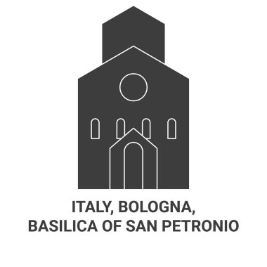 İtalya, Bologna, San Petronio Bazilikası seyahat çizgisi çizimi
