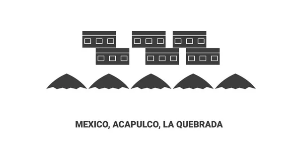 Meksika Acapulco Quebrada Seyahat Çizgisi Vektör Ilüstrasyonu — Stok Vektör