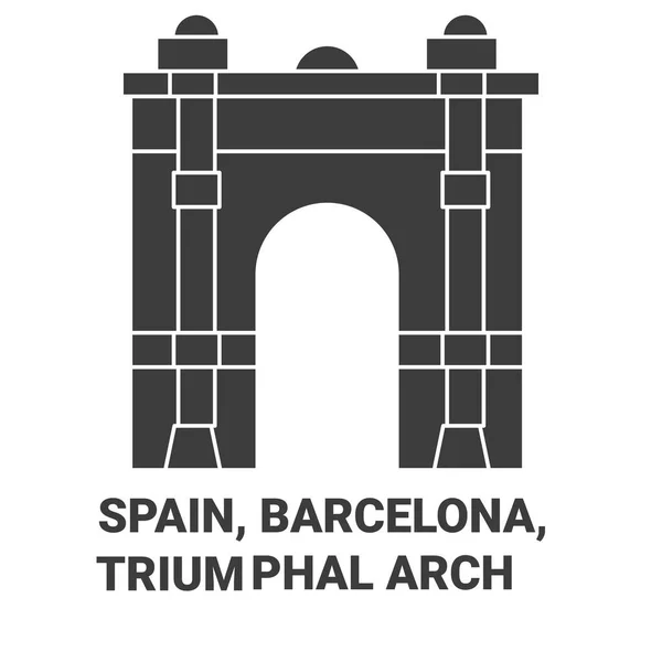 Espagne Barcelone Arc Triomphe Illustration Vectorielle Ligne Voyage Historique — Image vectorielle