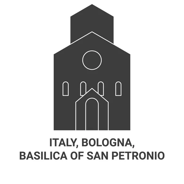 Italy Bologna Basilica San Petronio Travel Landmark Line Vector Illustration — 스톡 벡터