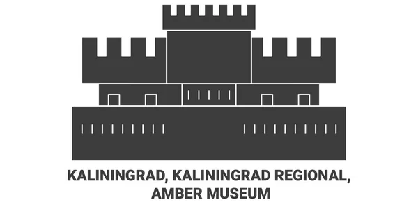 Rusya Kalininingrad Kaliningrad Bölgesel Amber Müzesi Seyahat Çizgisi Çizimi — Stok Vektör