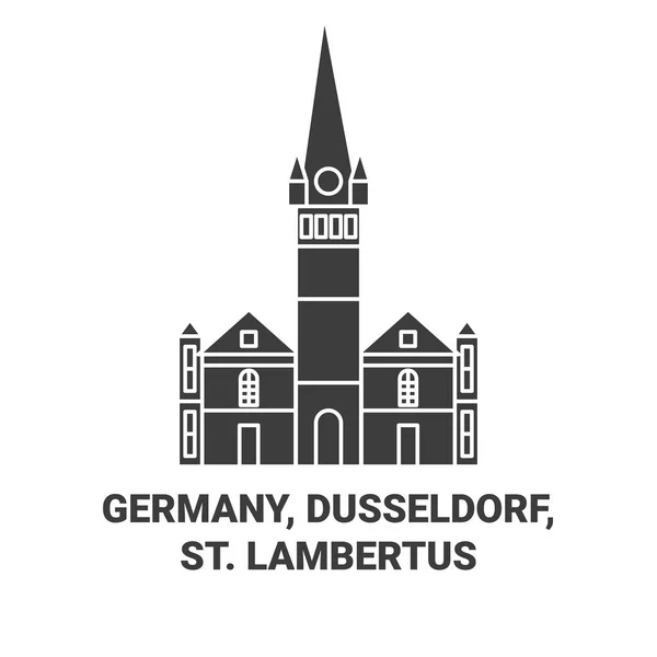 Németország Düsseldorf Lambertus Utazás Mérföldkő Vonal Vektor Illusztráció — Stock Vector
