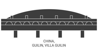 Çin, Guilin, Villa Guilin seyahat çizgisi vektör illüstrasyonu