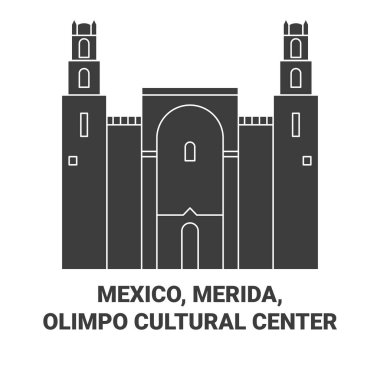 Meksika, Merida, Olimpo Kültür Merkezi seyahat çizgisi vektör illüstrasyonu