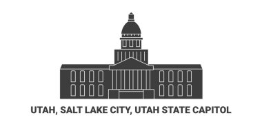 Birleşik Devletler, Utah, Salt Lake City, Utah Eyalet Meclisi, seyahat çizgisi vektör ilüstrasyonu