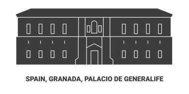 İspanya, Granada, Palacio De Generalife, seyahat çizgisi çizelgesi çizimi