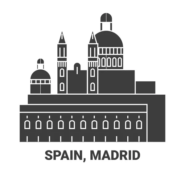 España Madrid Viajes Lugares Interés Hito Viaje Línea Vector Ilustración — Archivo Imágenes Vectoriales