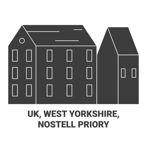 West Yorkshire Nostell Ilustração Vetor Linha Referência Viagem Priorado —  Vetores de Stock