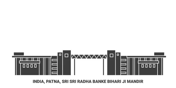 Patna 斯里兰卡Radha Banke Bihari Mandir旅行地标线矢量说明 — 图库矢量图片