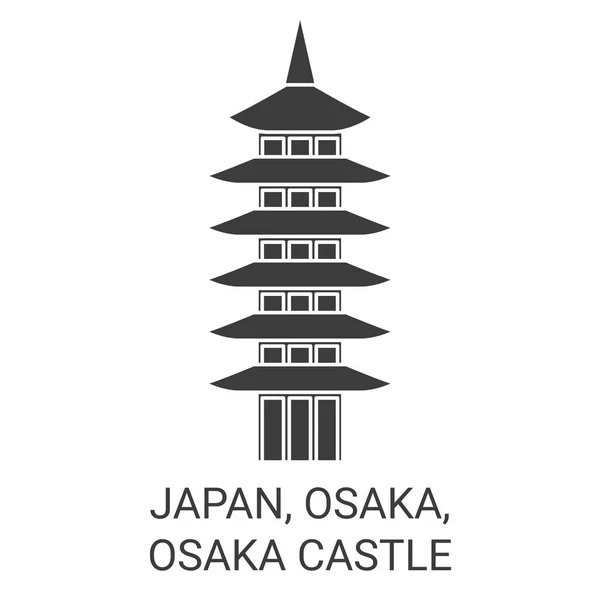 Japón Osaka Osaka Castillo Viaje Hito Línea Vector Ilustración — Vector de stock