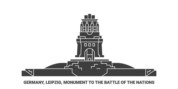 Germany Leipzig Monument Battle Nations Travel Landmark Line Illustration — стоковий вектор