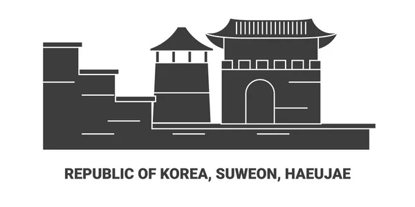 República Corea Suweon Haeujae Ilustración Del Vector Línea Referencia Viaje — Archivo Imágenes Vectoriales