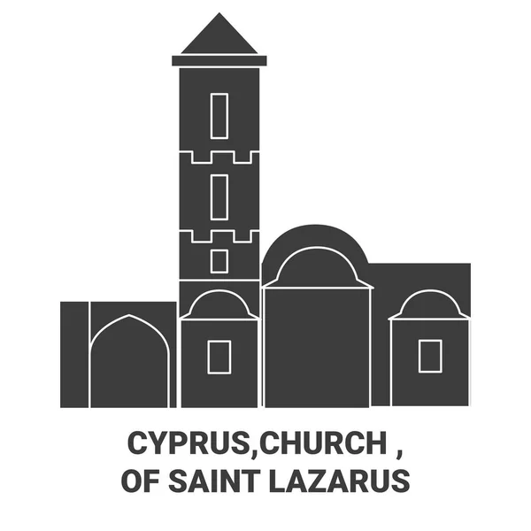 塞浦路斯 圣拉扎罗斯教堂旅行地标线矢量图解 — 图库矢量图片