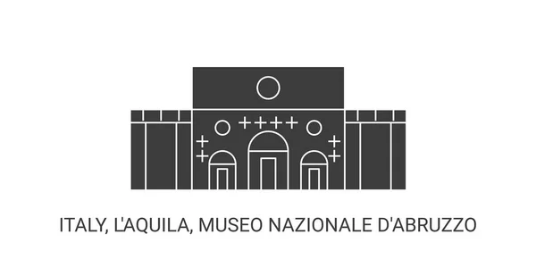 Italie Laquila Museo Nazionale Dabruzzo Illustration Vectorielle Ligne Repère Voyage — Image vectorielle