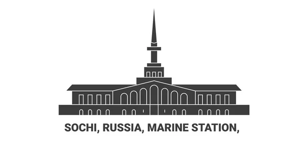 Rusko Soči Námořní Stanice Cestovní Orientační Linie Vektorové Ilustrace — Stockový vektor