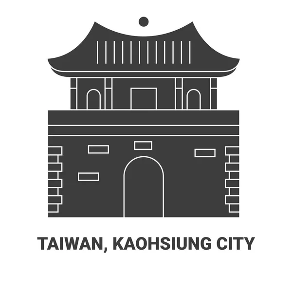 Taiwan Stadt Kaohsiung Reise Meilenstein Linienvektorillustration — Stockvektor