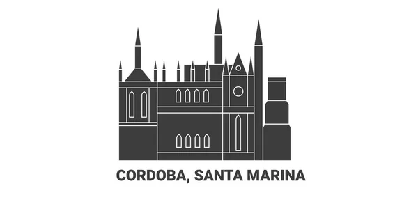 Αργεντινή Κόρδοβα Σάντα Μαρίνα Ταξίδια Ορόσημο Γραμμή Διανυσματική Απεικόνιση — Διανυσματικό Αρχείο