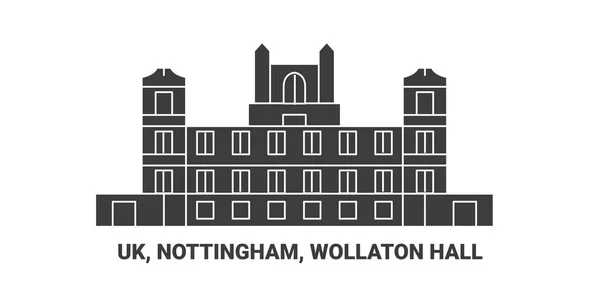 Inglaterra Nottingham Wollaton Hall Línea Referencia Viaje Vector Ilustración — Archivo Imágenes Vectoriales