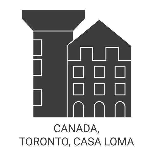 Canada Toronto Casa Loma Illustration Vectorielle Ligne Voyage Historique — Image vectorielle
