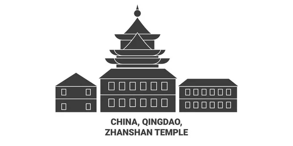 Zhanshan寺旅行ランドマークラインベクトルのイラスト — ストックベクタ