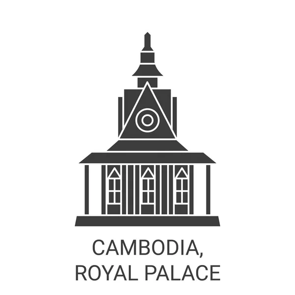 Kambodża Pałac Królewski Podróży Punkt Orientacyjny Linii Wektor Ilustracja — Wektor stockowy