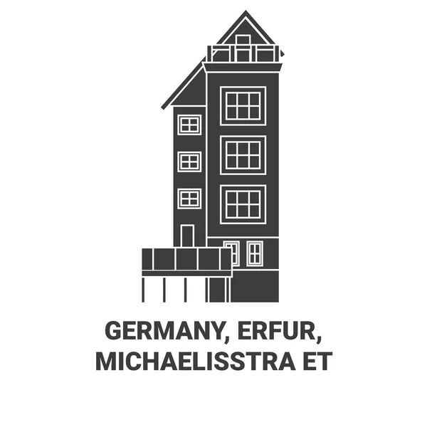 Germania Erfur Michaelisstraet Viaggi Punto Riferimento Linea Vettoriale Illustrazione — Vettoriale Stock