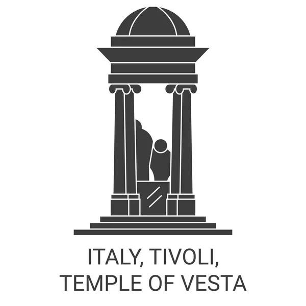 Itália Tivoli Templo Vesta Viagem Marco Linha Vetor Ilustração —  Vetores de Stock