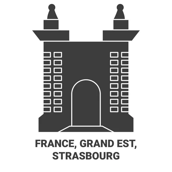 França Grand Est Estrasburgo Viagem Marco Linha Vetor Ilustração — Vetor de Stock