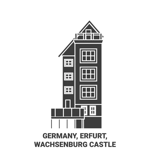 Alemania Erfurt Castillo Wachsenburg Recorrido Hito Línea Vector Ilustración — Archivo Imágenes Vectoriales